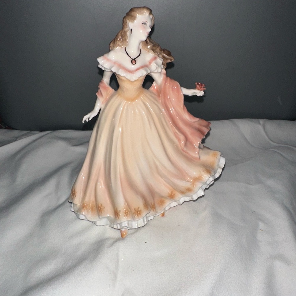 Porcelain Figurine in Cream and Peach Dress